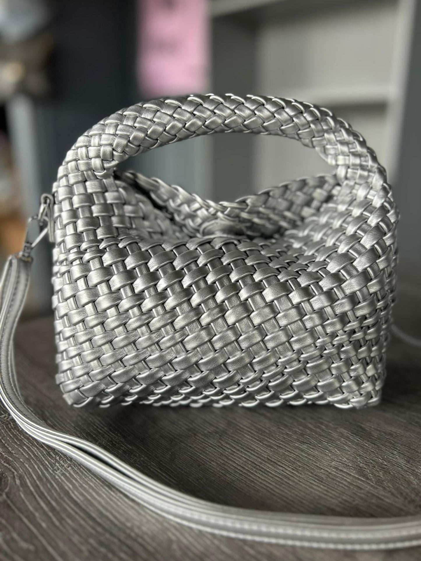 Isla - Faux Leather Small Soft Woven Bag