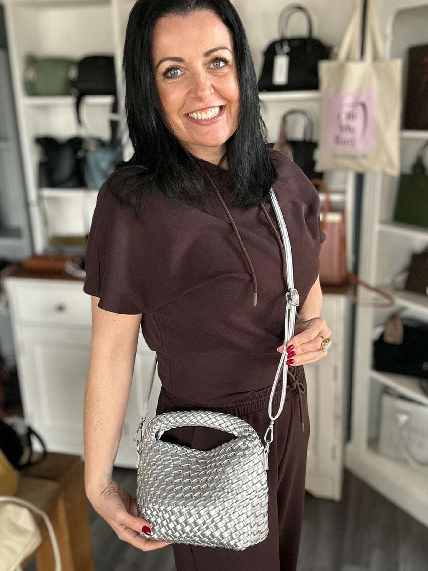 Isla - Faux Leather Small Soft Woven Bag