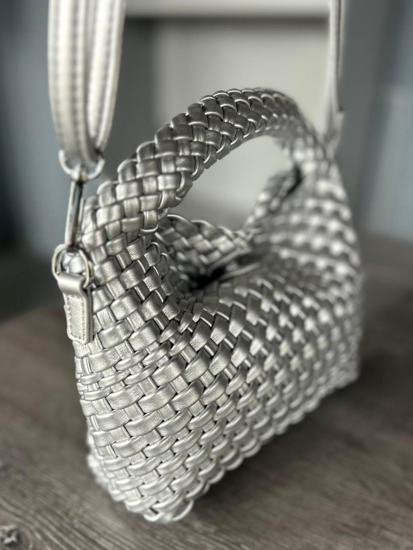 Isla - Faux Leather Small Soft Woven Bag