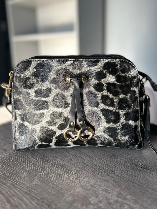 Lacie - Crossbody bag - Grey and Black Leopard Print