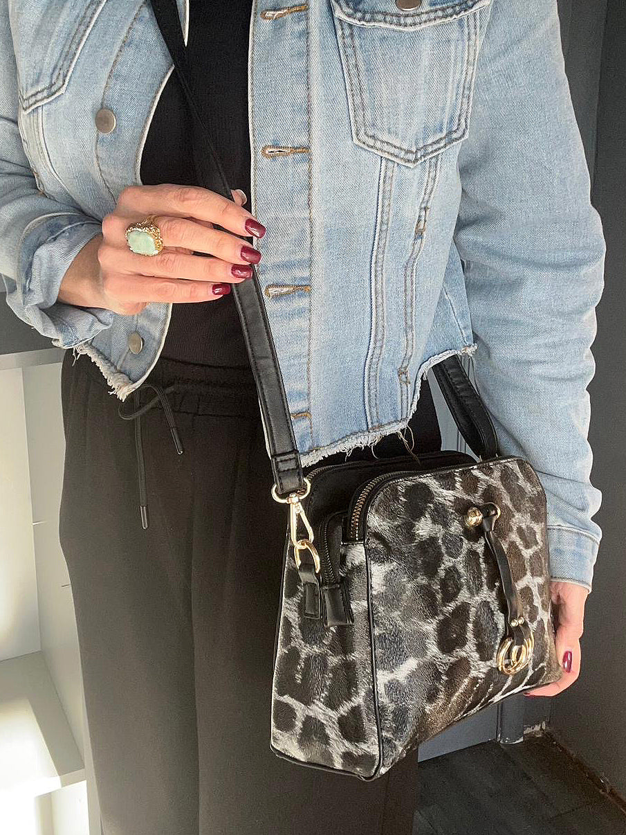 Lacie - Crossbody bag - Grey and Black Leopard Print