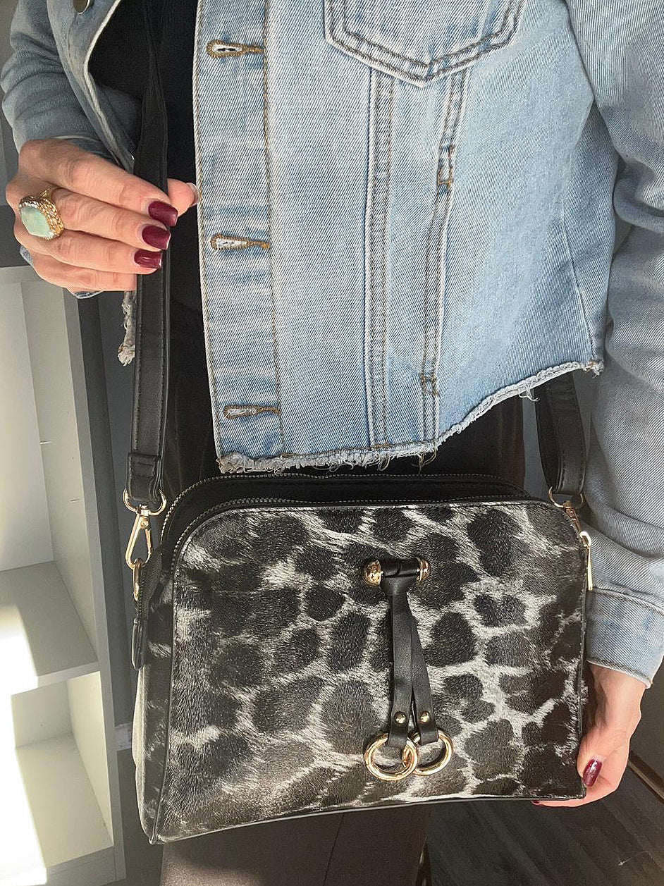 Lacie - Crossbody bag - Grey and Black Leopard Print