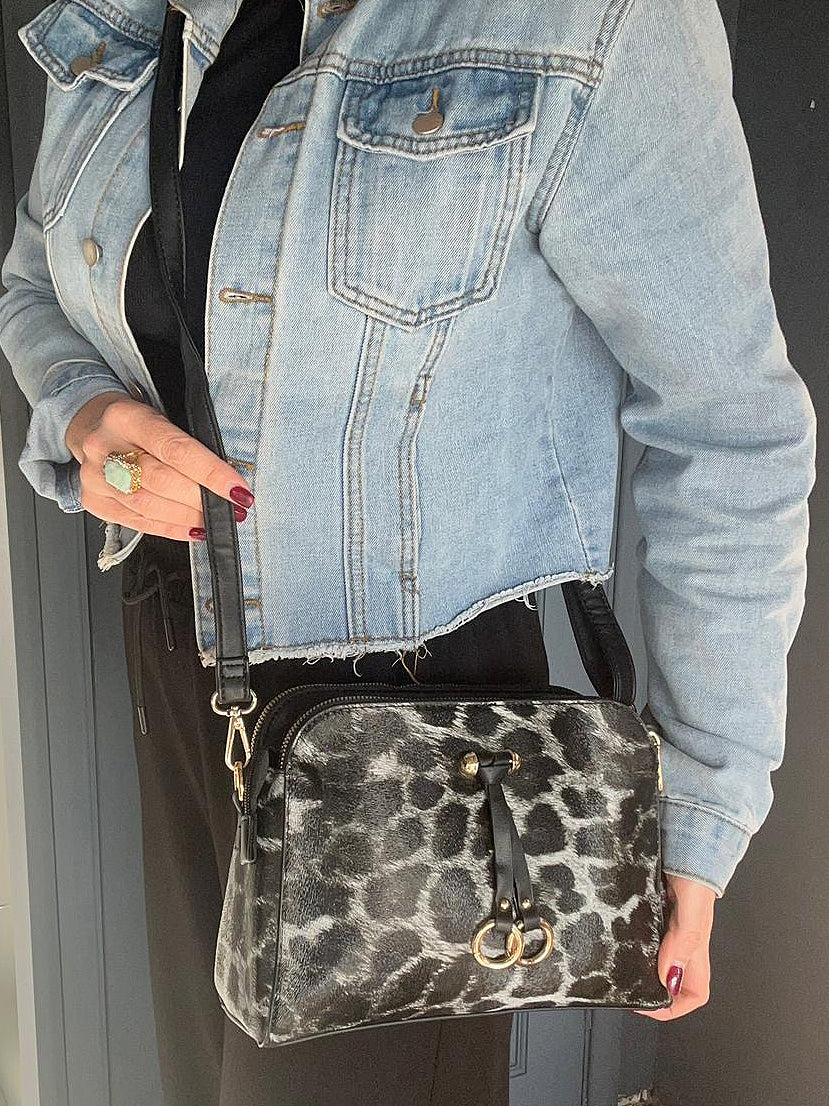 Lacie - Crossbody bag - Grey and Black Leopard Print