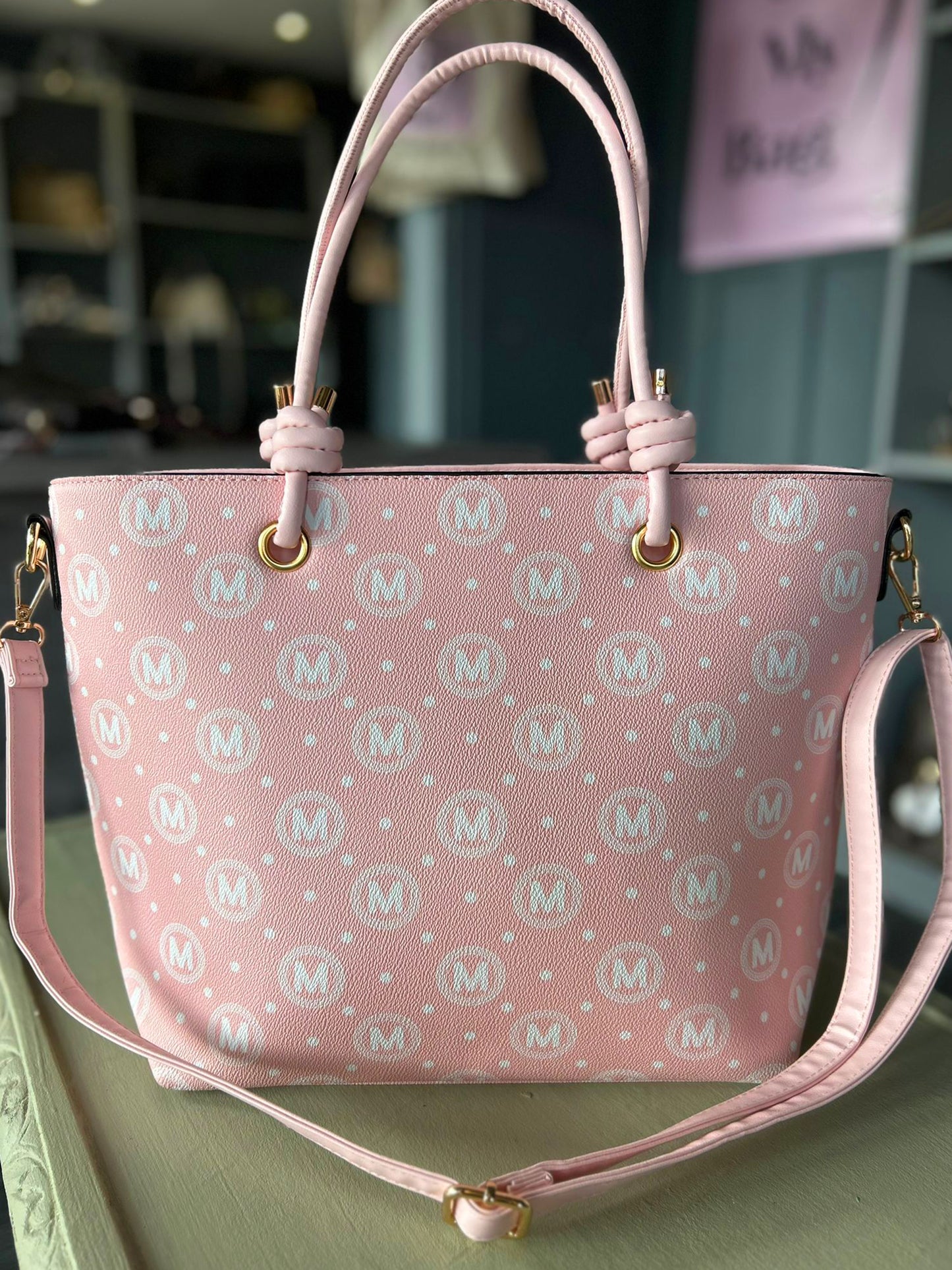 Macy - Faux Leather Large Knot Handle Shopper / Tote Bag