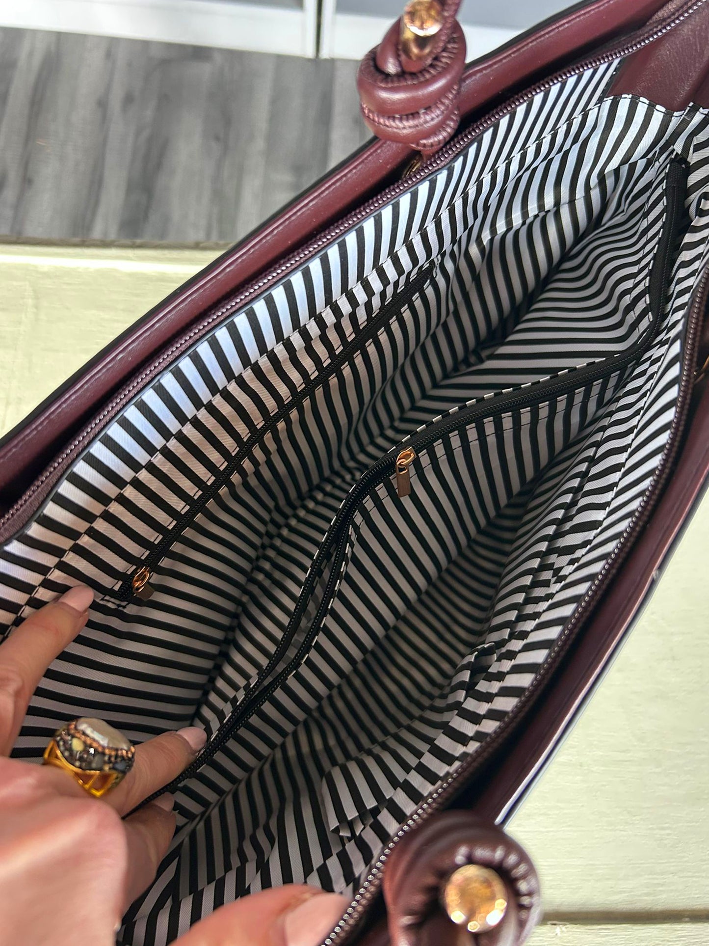 Macy - Faux Leather Large Knot Handle Shopper / Tote Bag