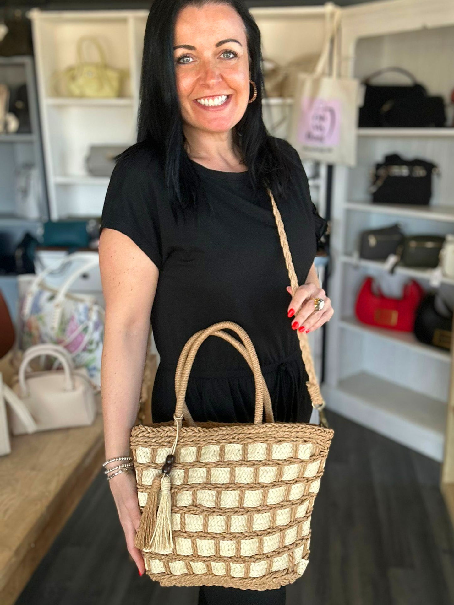 Martina - Medium Woven Basket Bag