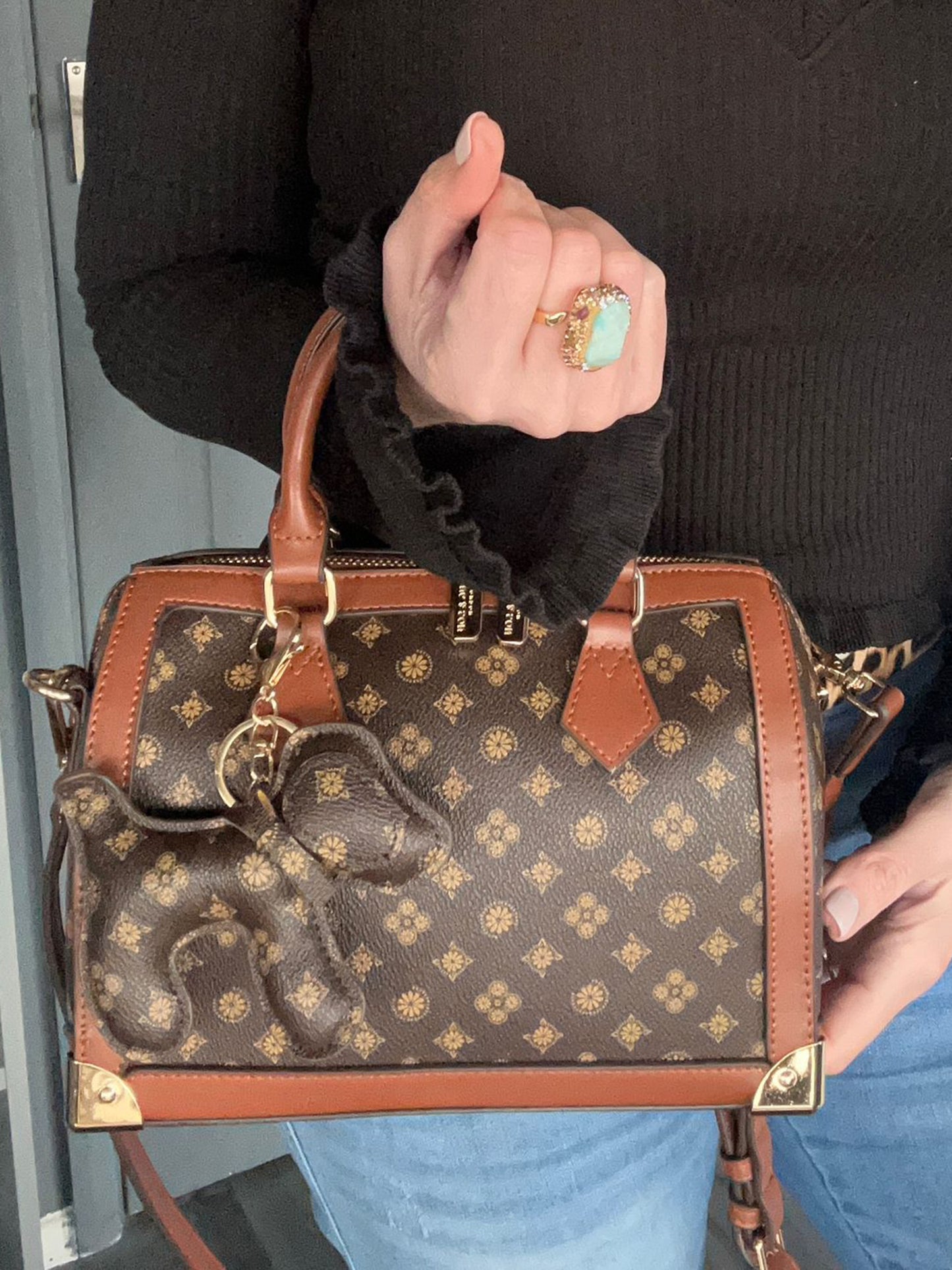 Maxine - Faux Leather Short Handle Bowling Bag