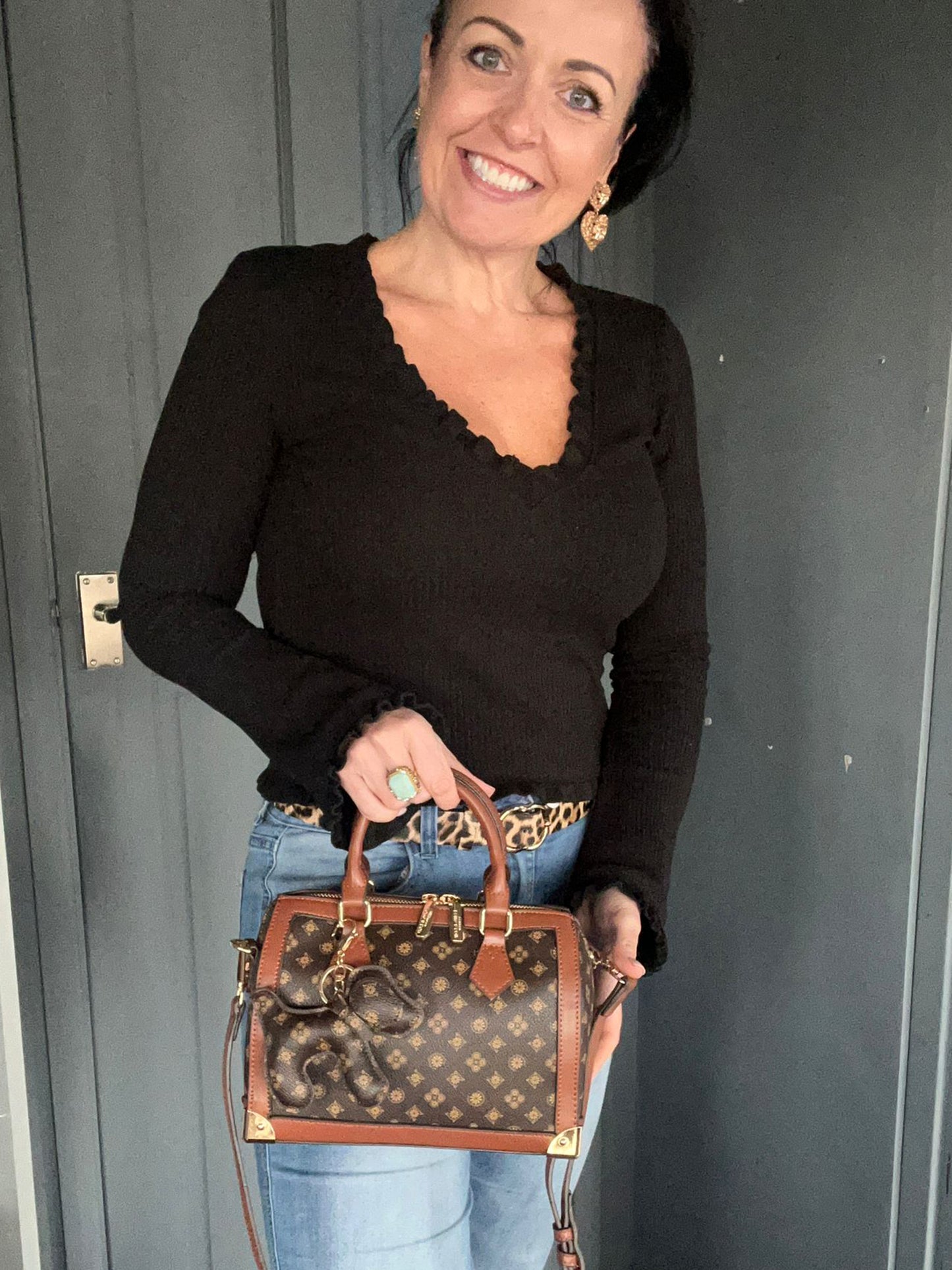 Maxine - Faux Leather Short Handle Bowling Bag