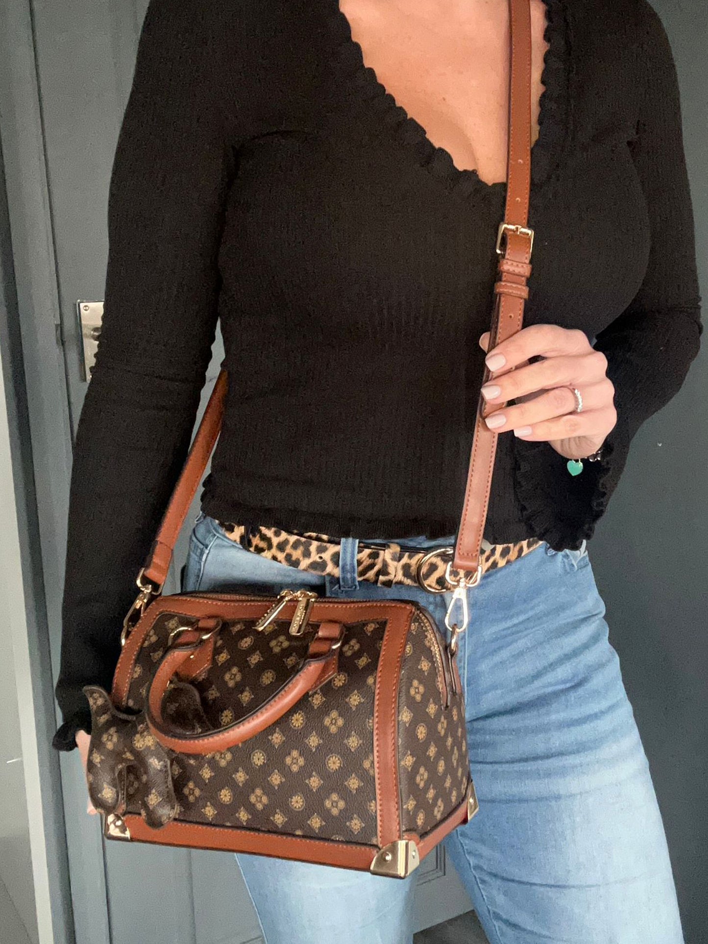 Maxine - Faux Leather Short Handle Bowling Bag