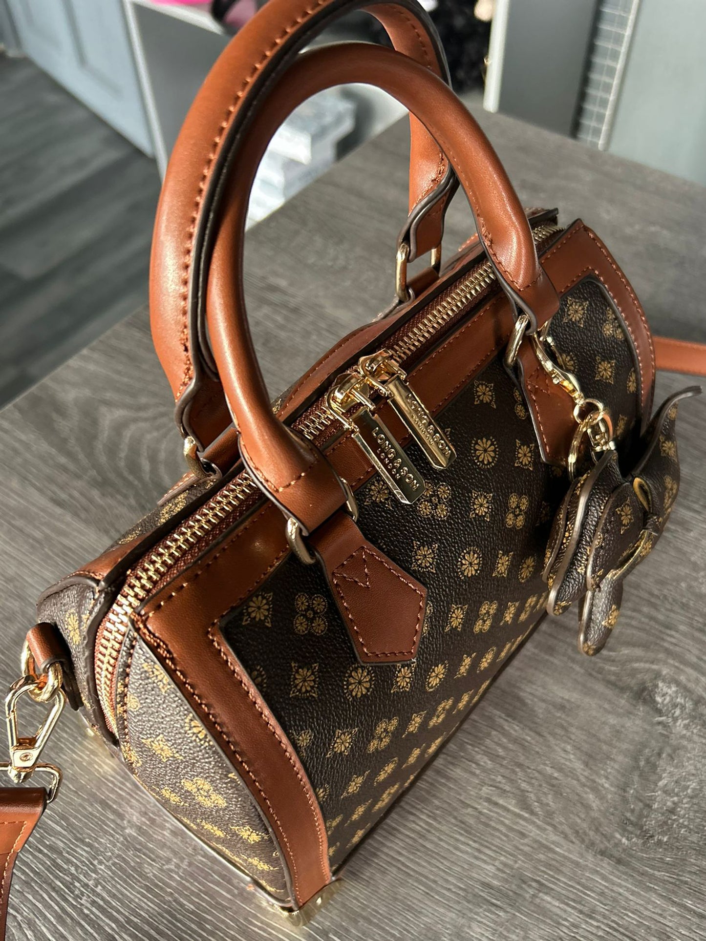 Maxine - Faux Leather Short Handle Bowling Bag