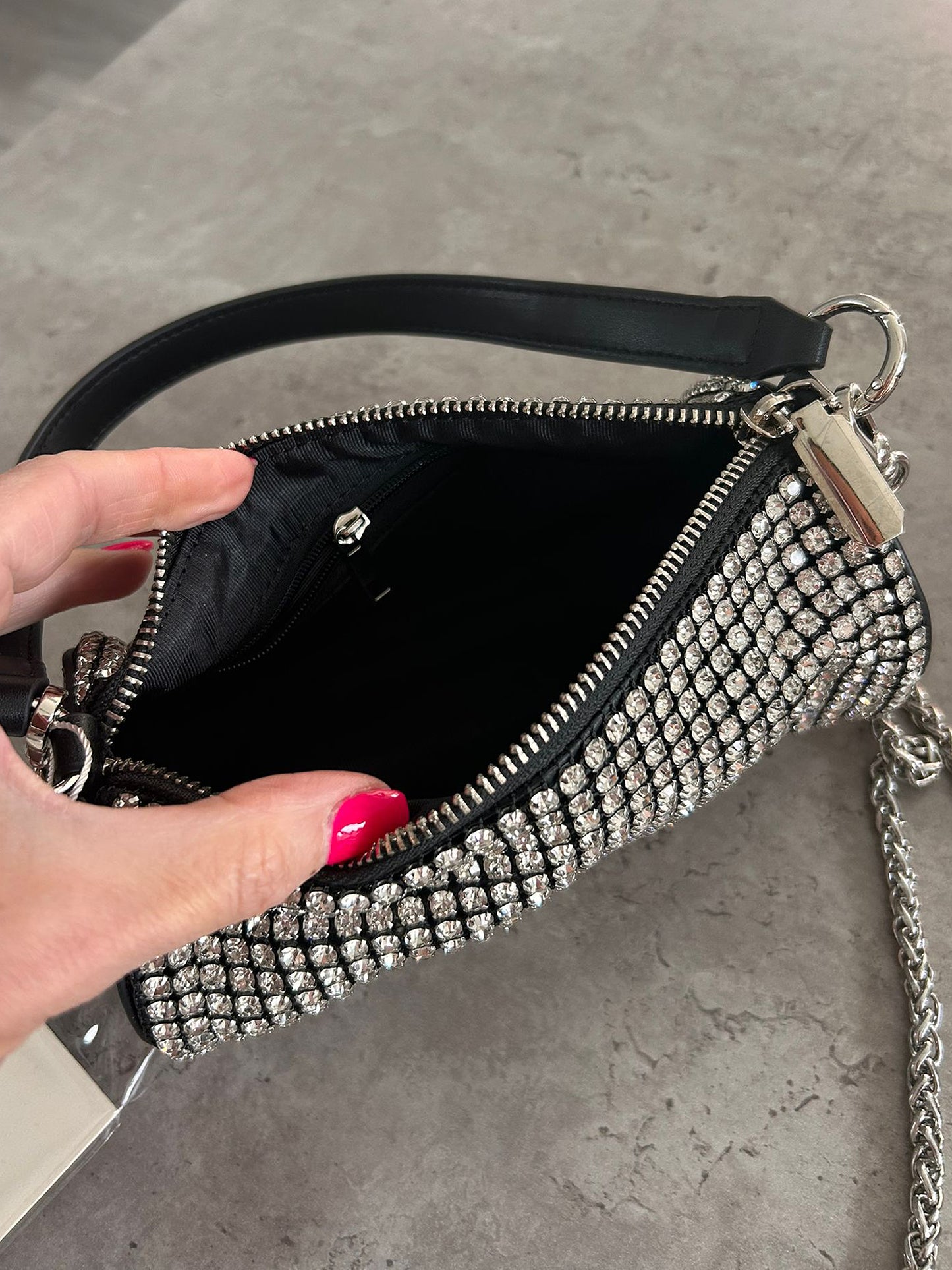 Mimi - Sparkle Faux Leather Diamanté Barrel Shoulder Bag