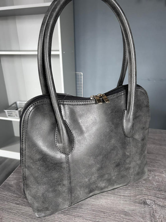 Molly - Faux Leather Dark Grey Shoulder Bag