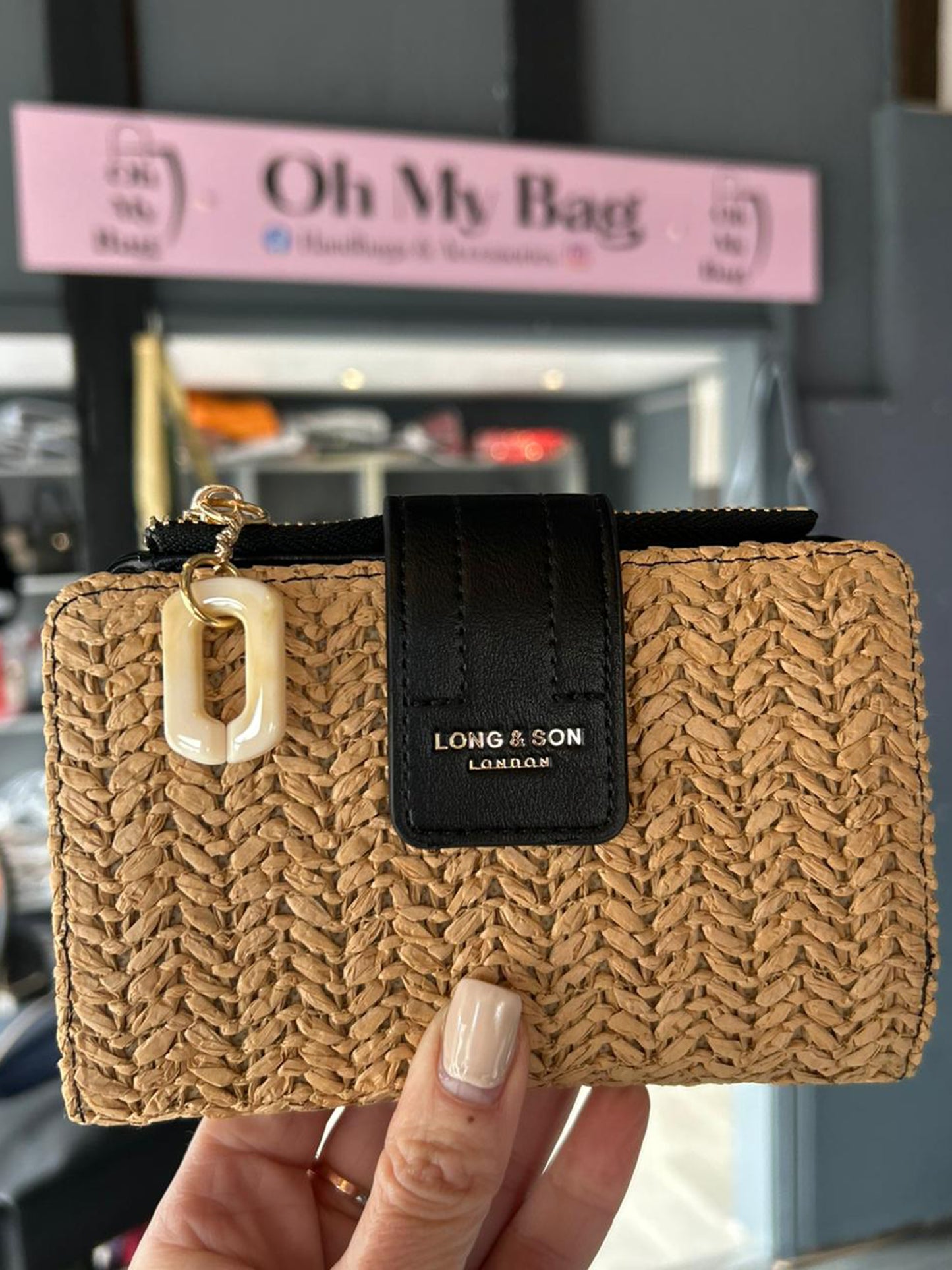 Raffia Style Faux Leather Purse