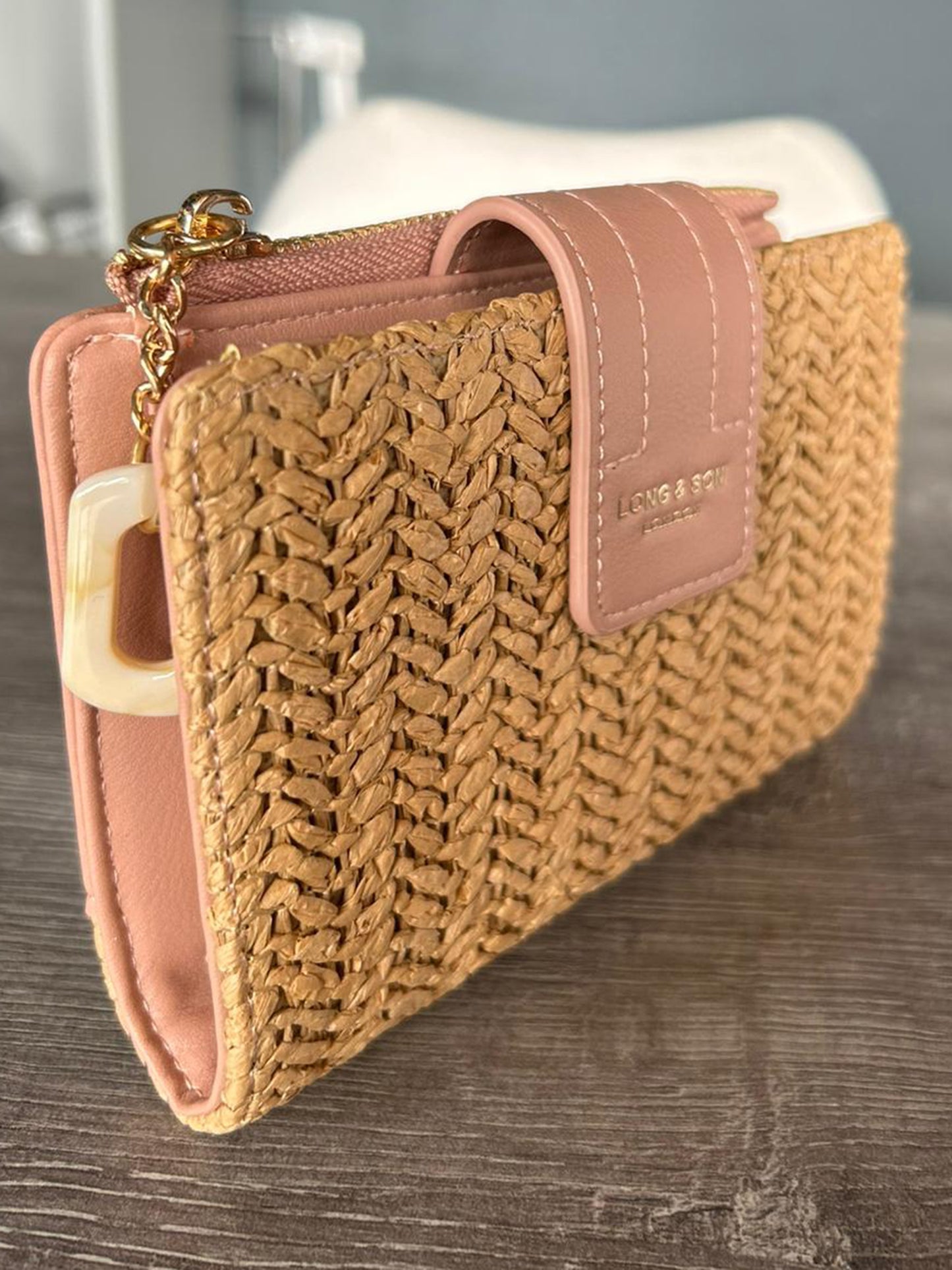 Raffia Style Faux Leather Purse