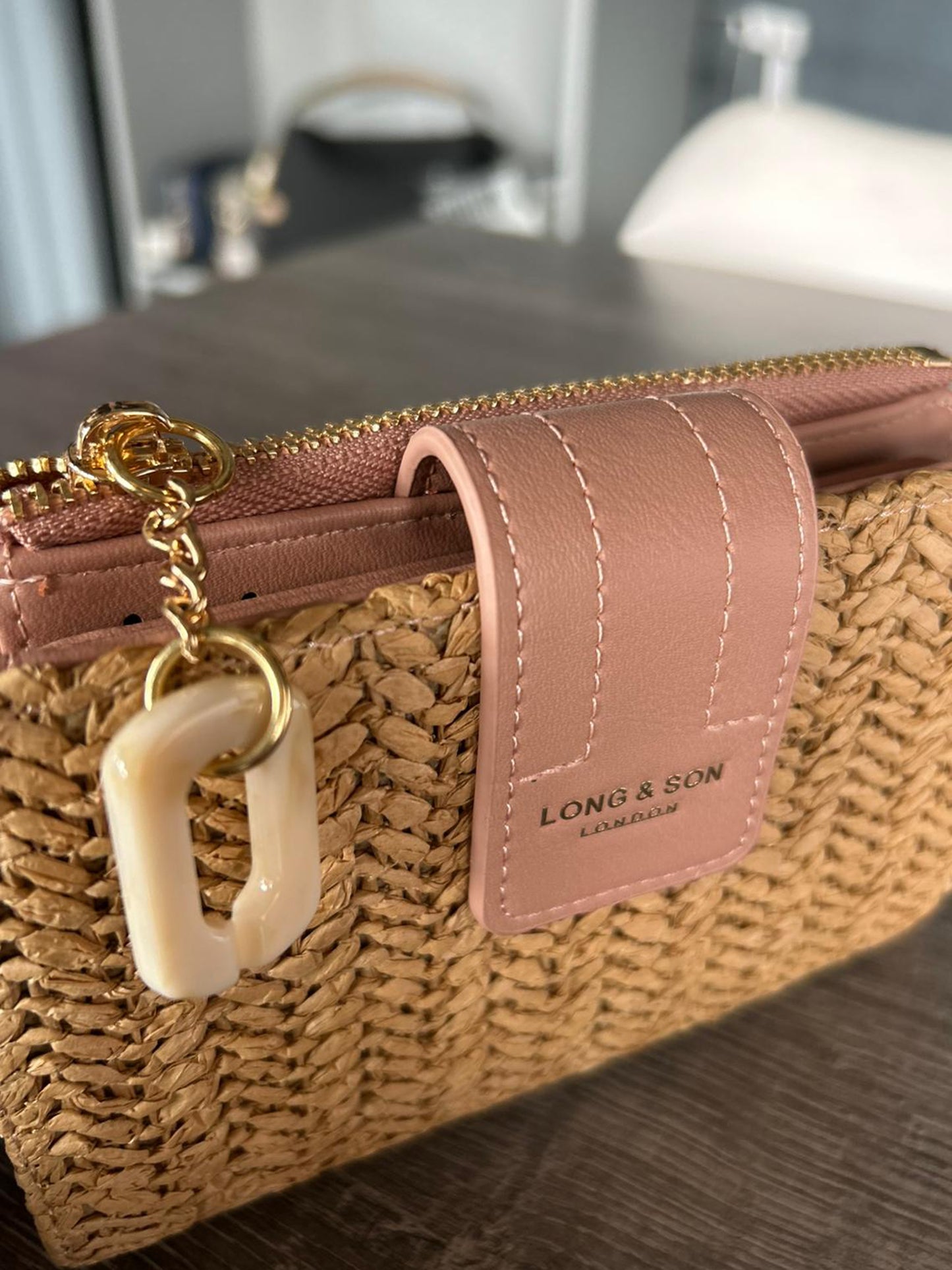 Raffia Style Faux Leather Purse