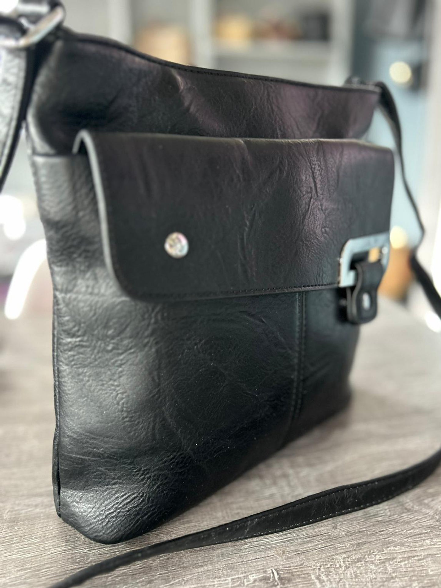 Sarah - Slim Faux Leather Messenger Bag