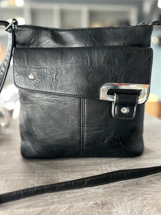 Sarah - Slim Faux Leather Messenger Bag