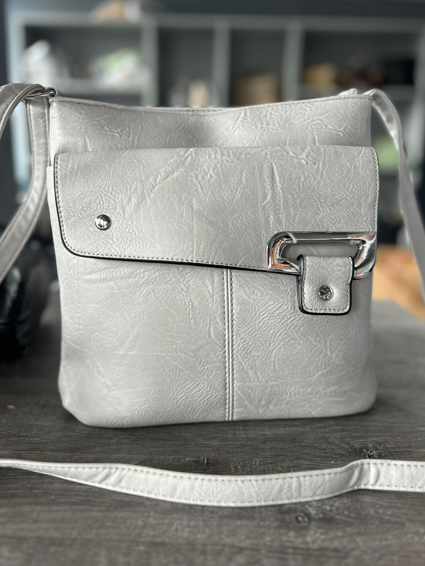 Sarah - Slim Faux Leather Messenger Bag