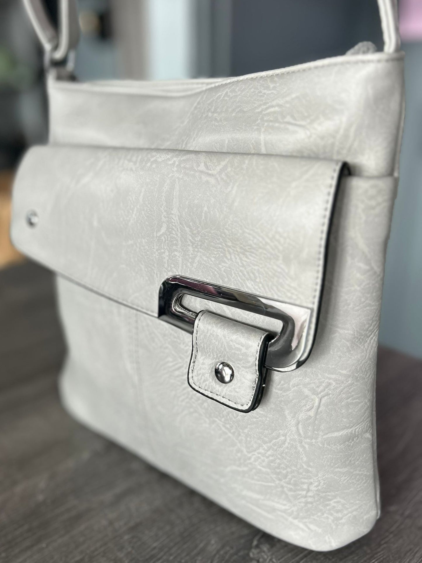 Sarah - Slim Faux Leather Messenger Bag