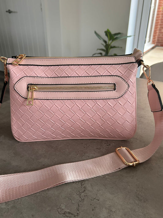 Sharni - Faux Leather Woven Crossbody Bag