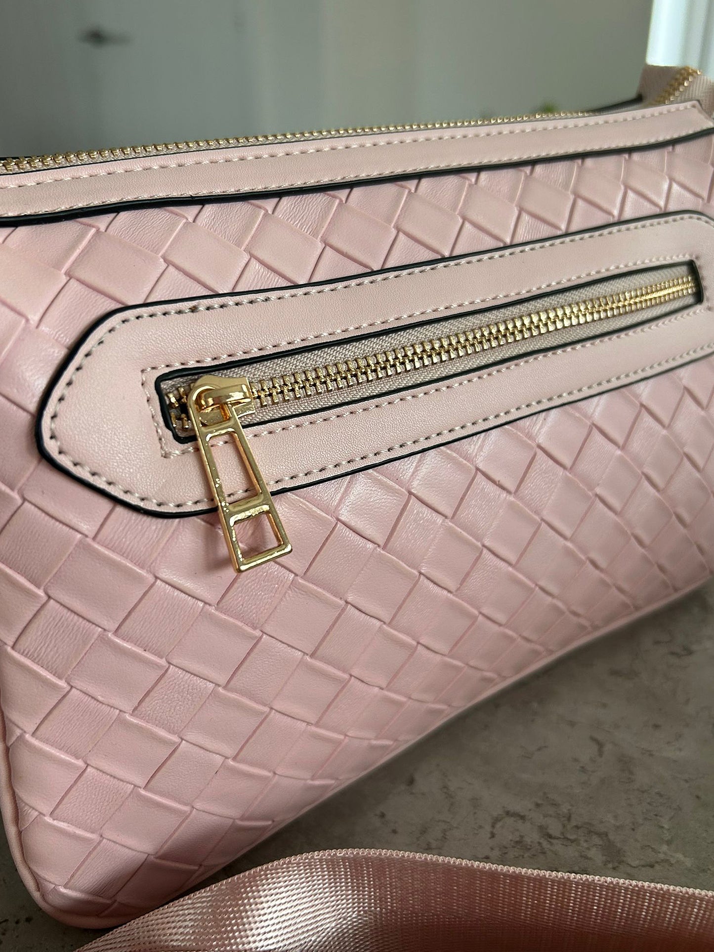 Sharni - Faux Leather Woven Crossbody Bag