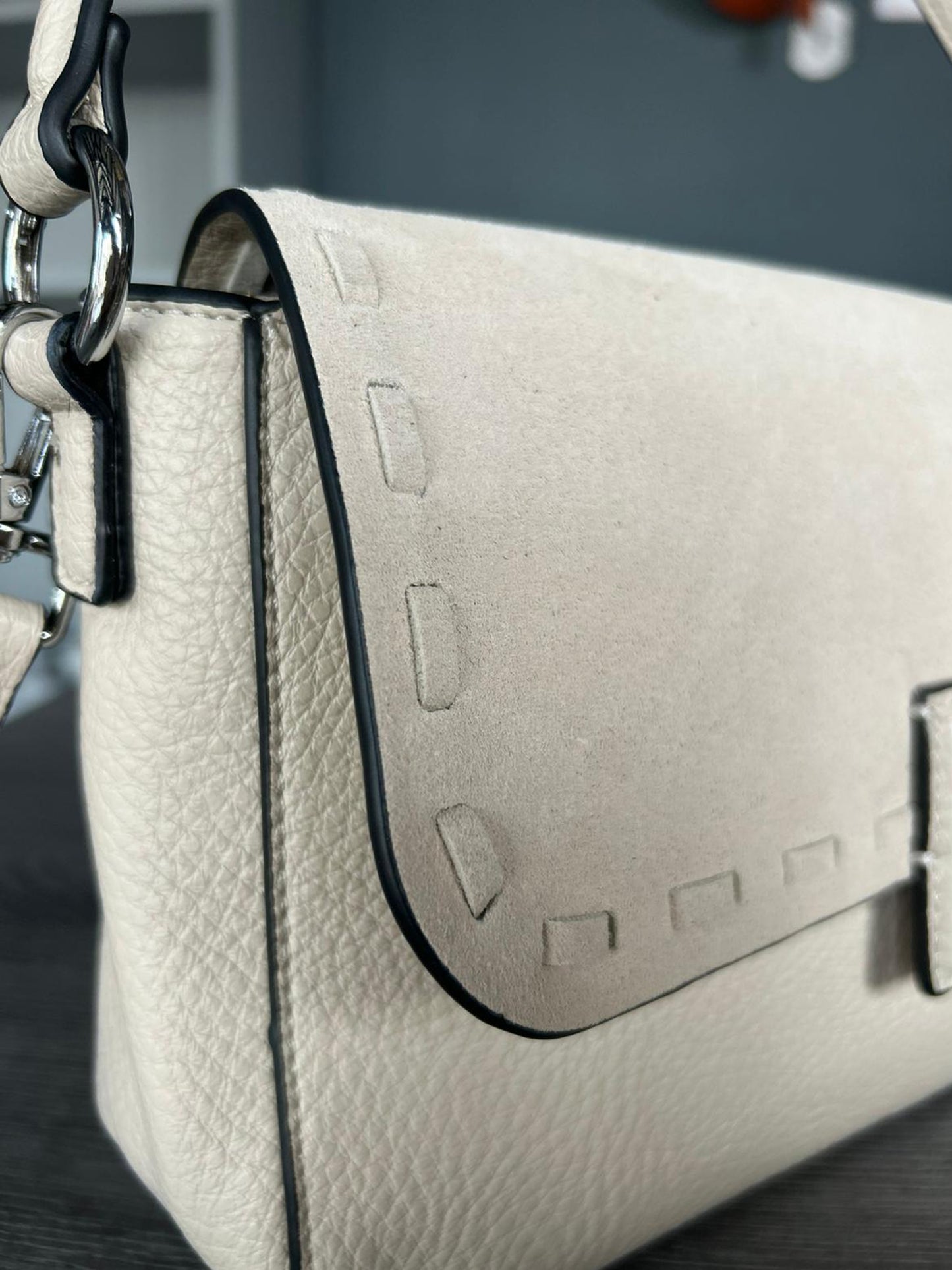 Thea - Faux Leather Shoulder Bag With Faux Suede