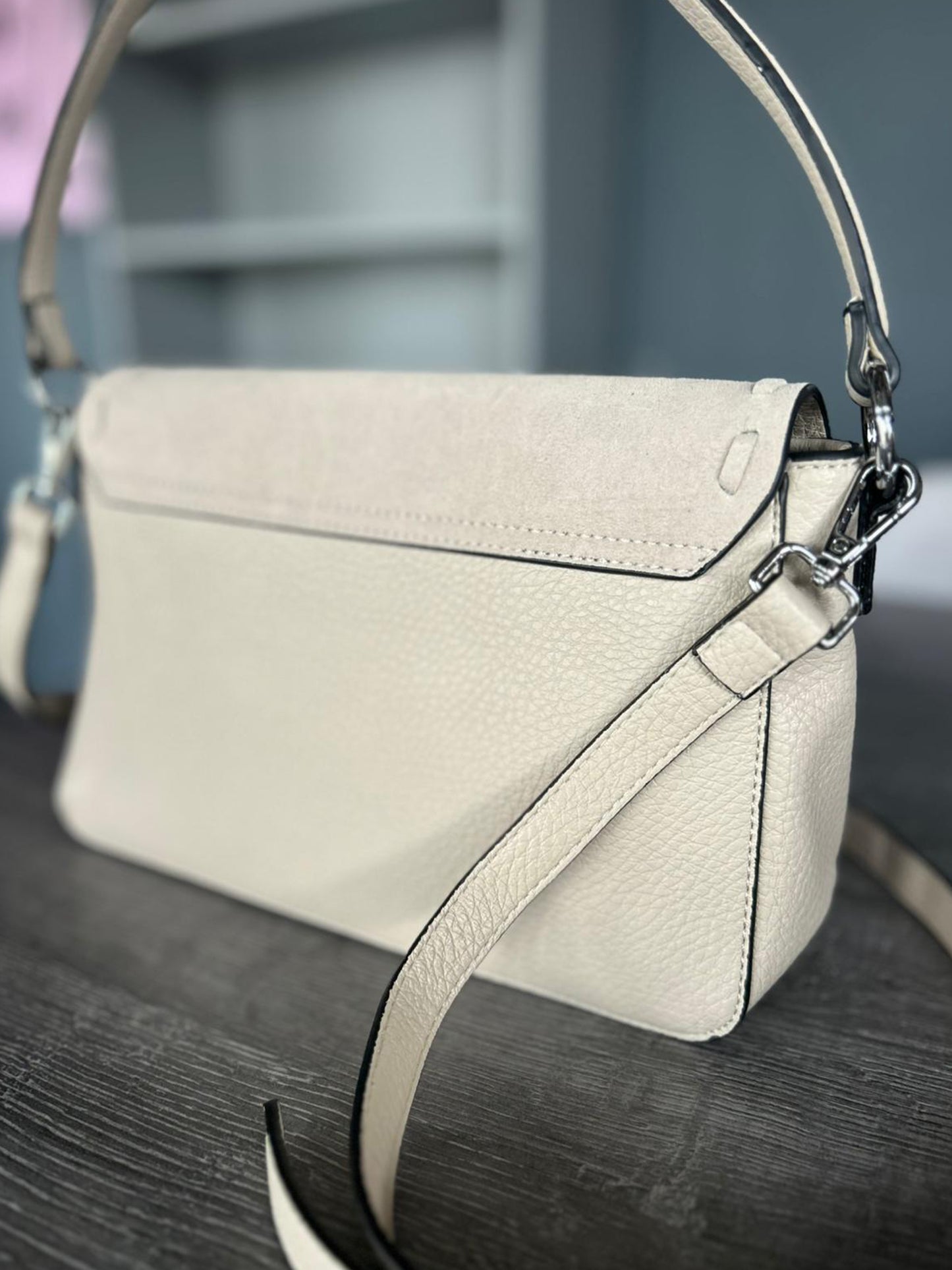 Thea - Faux Leather Shoulder Bag With Faux Suede