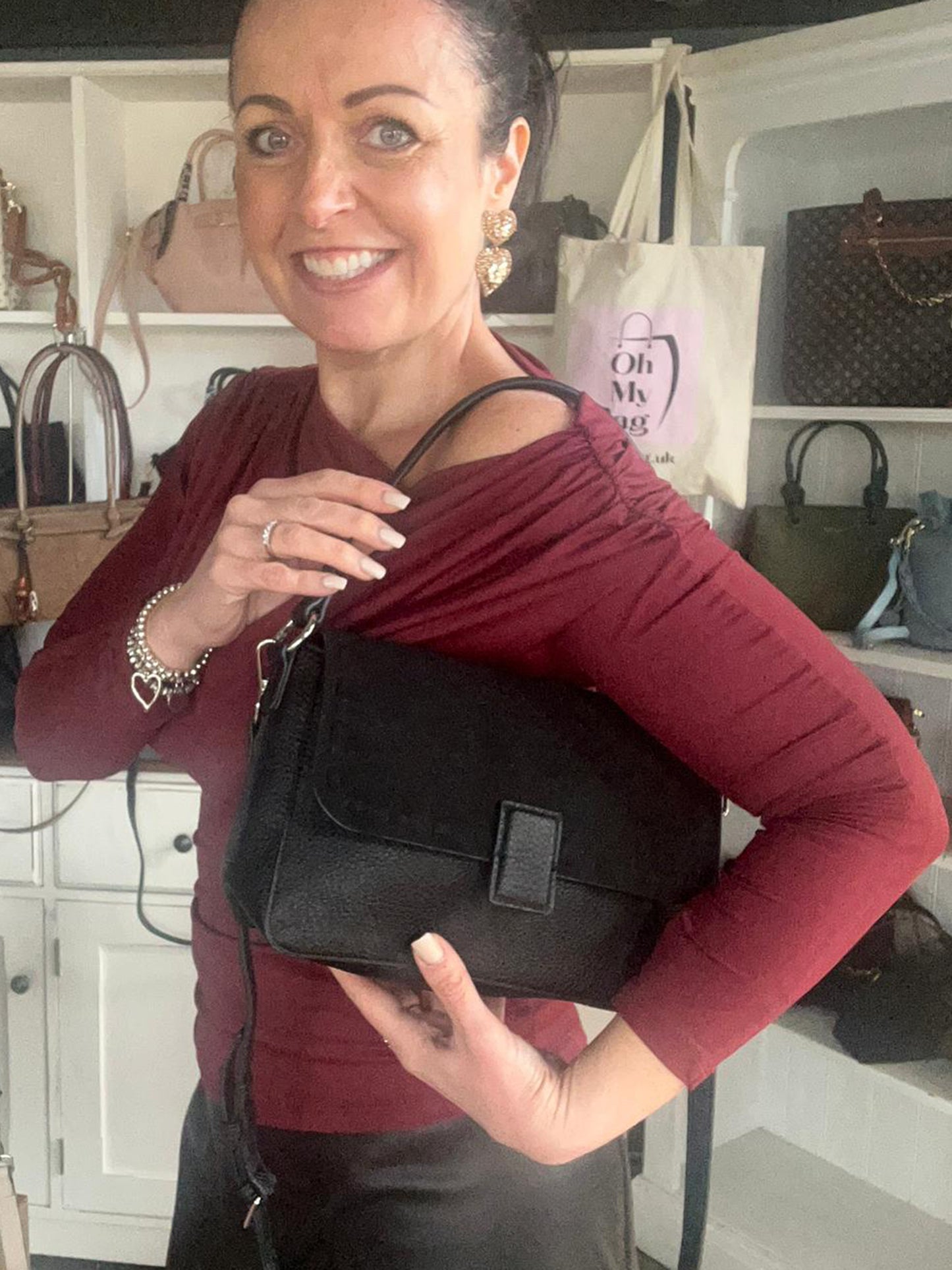 Thea - Faux Leather Shoulder Bag With Faux Suede