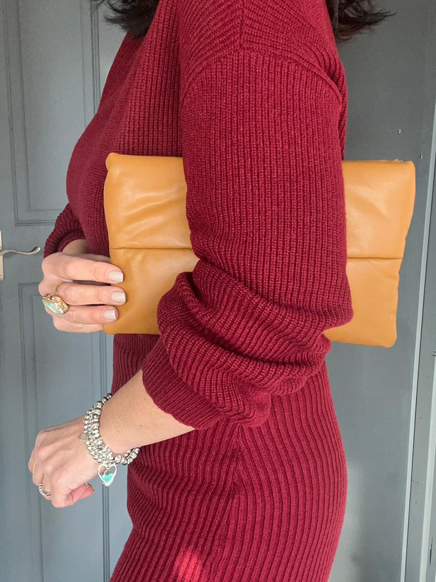 Tori - Faux Leather Soft Quilted Clutch Bag