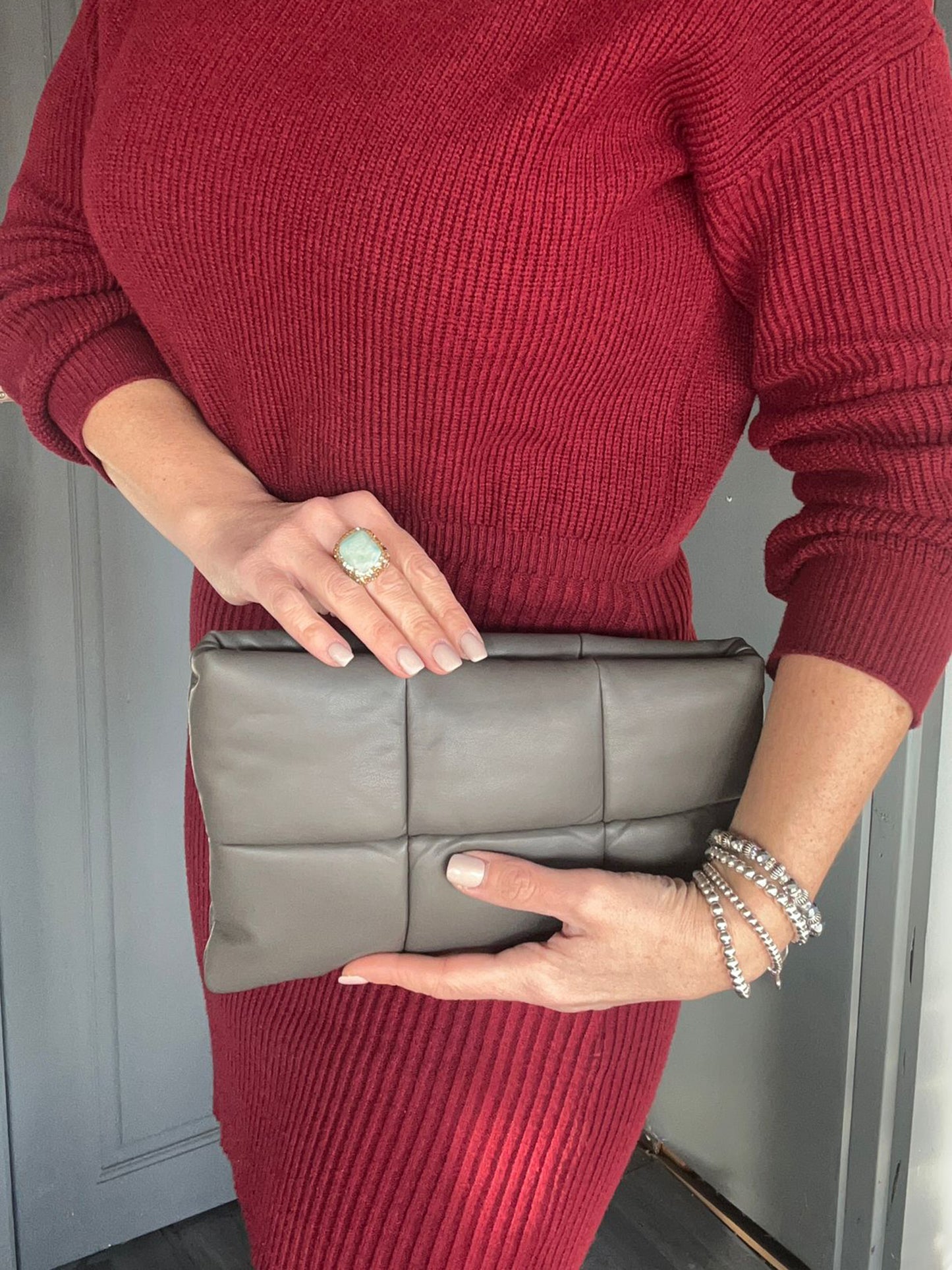 Tori - Faux Leather Soft Quilted Clutch Bag