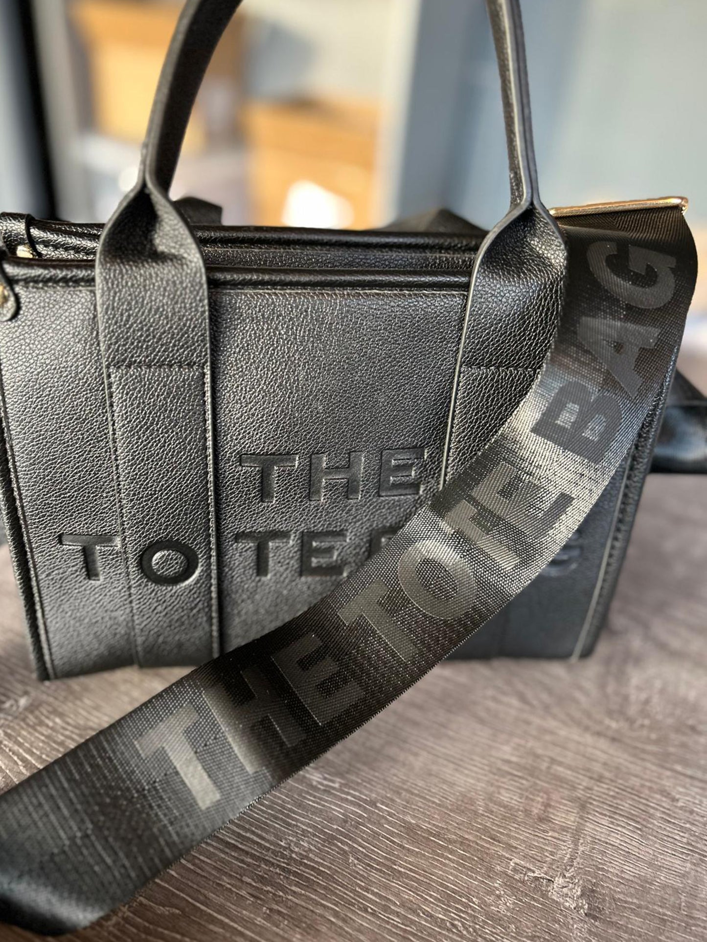 The Tote Bag - Black Long Fabric Strap