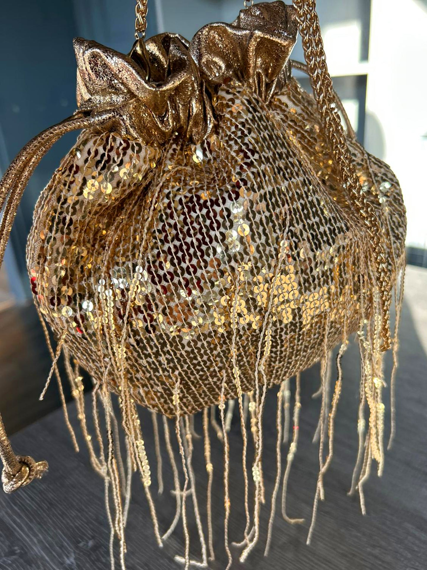 Trixi - Gold Sequinned Crossbody / Party Bag