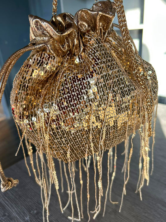 Trixi - Gold Sequinned Crossbody / Party Bag