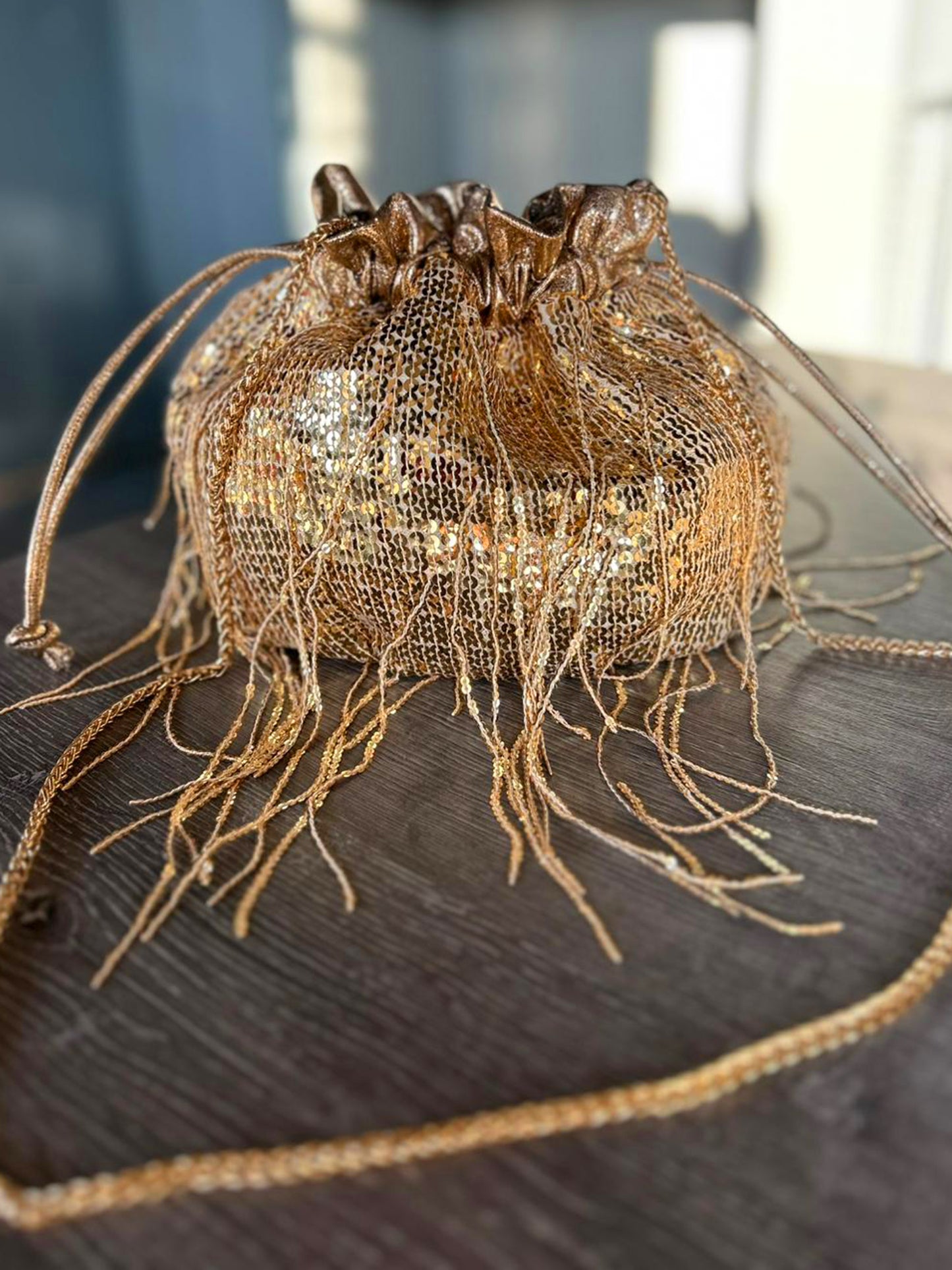 Trixi - Gold Sequinned Crossbody / Party Bag