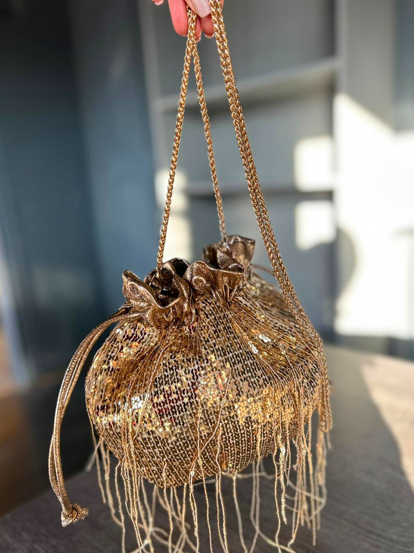 Trixi - Gold Sequinned Crossbody / Party Bag