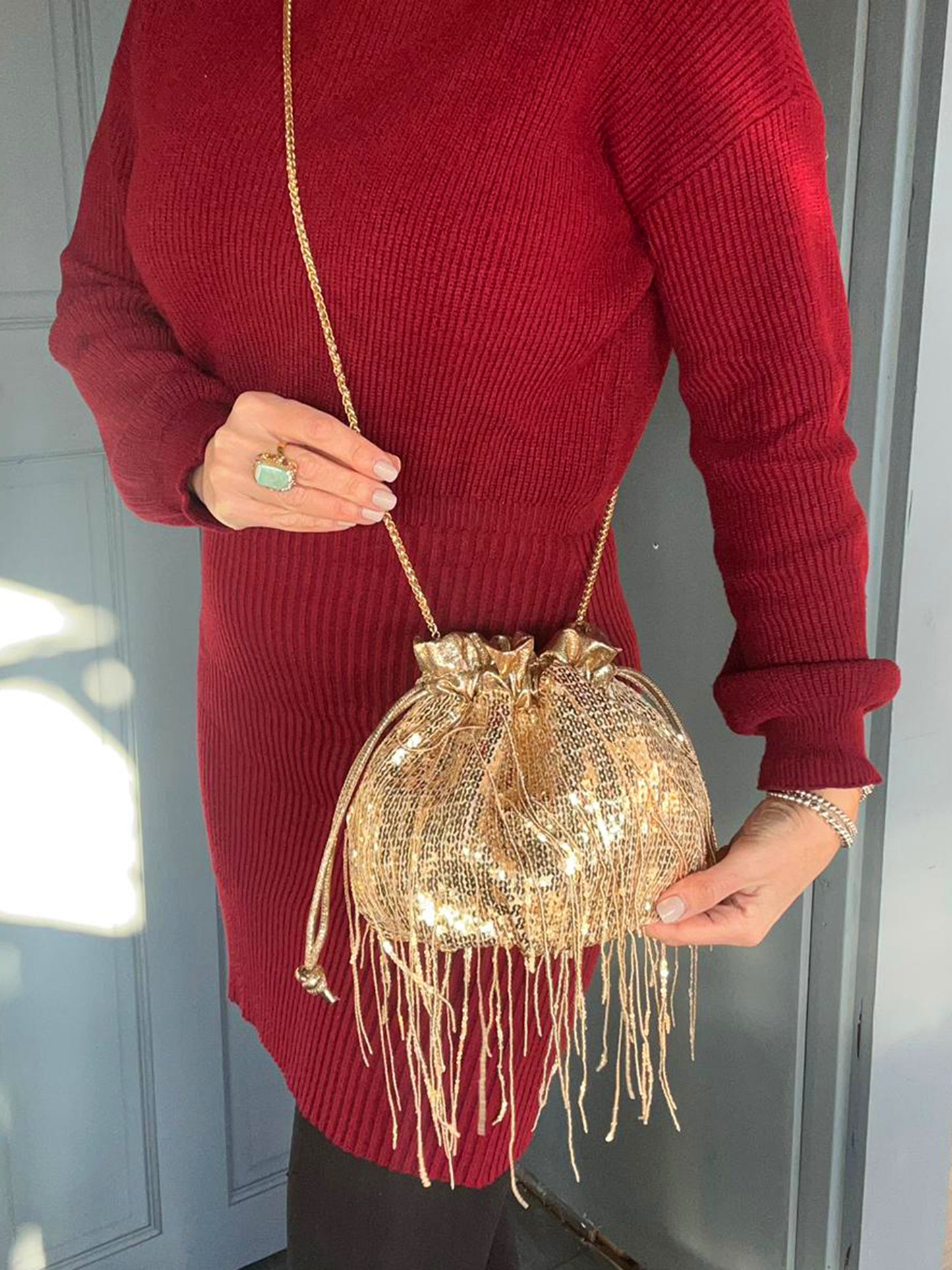 Trixi - Gold Sequinned Crossbody / Party Bag