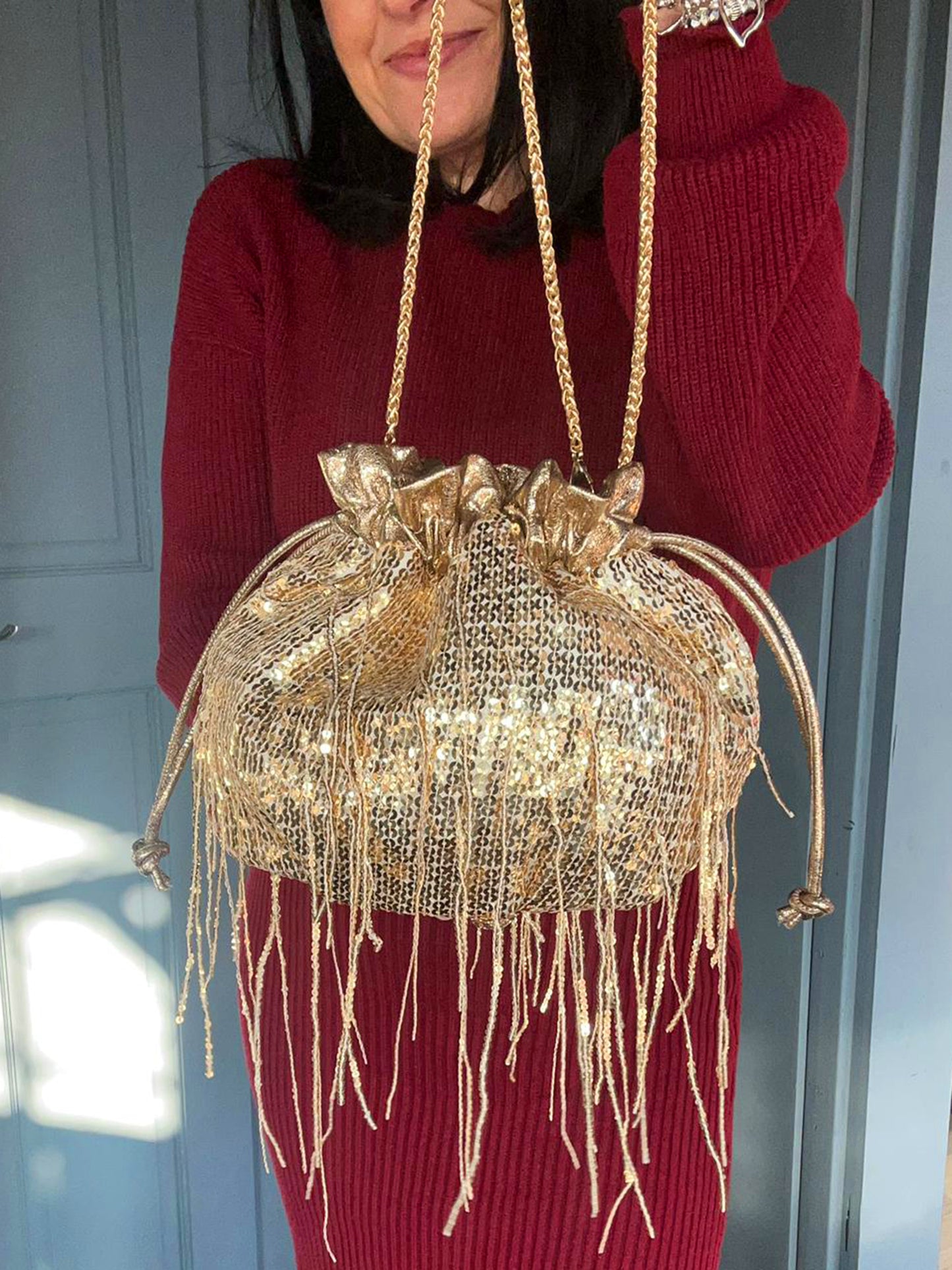 Trixi - Gold Sequinned Crossbody / Party Bag