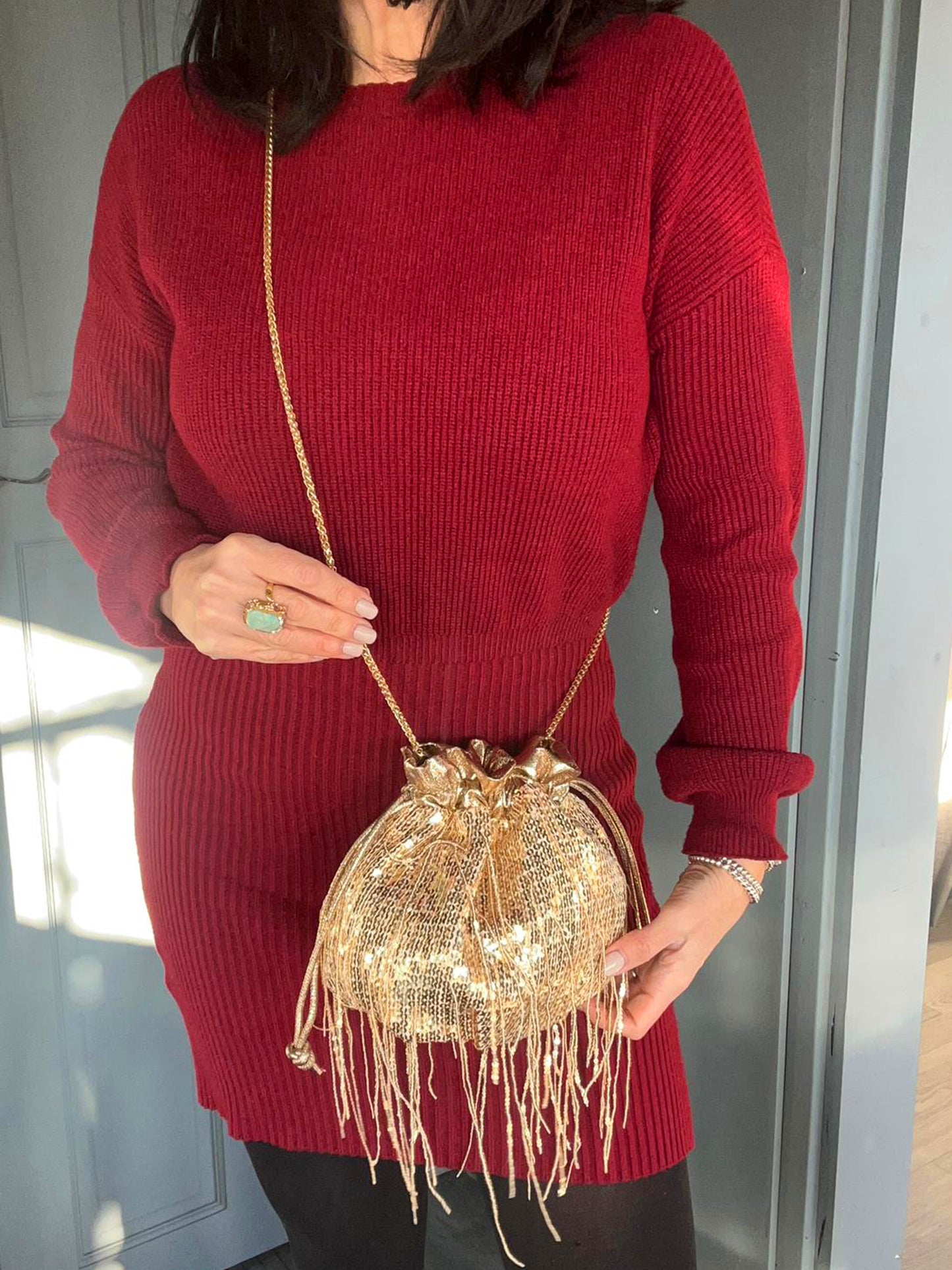 Trixi - Gold Sequinned Crossbody / Party Bag