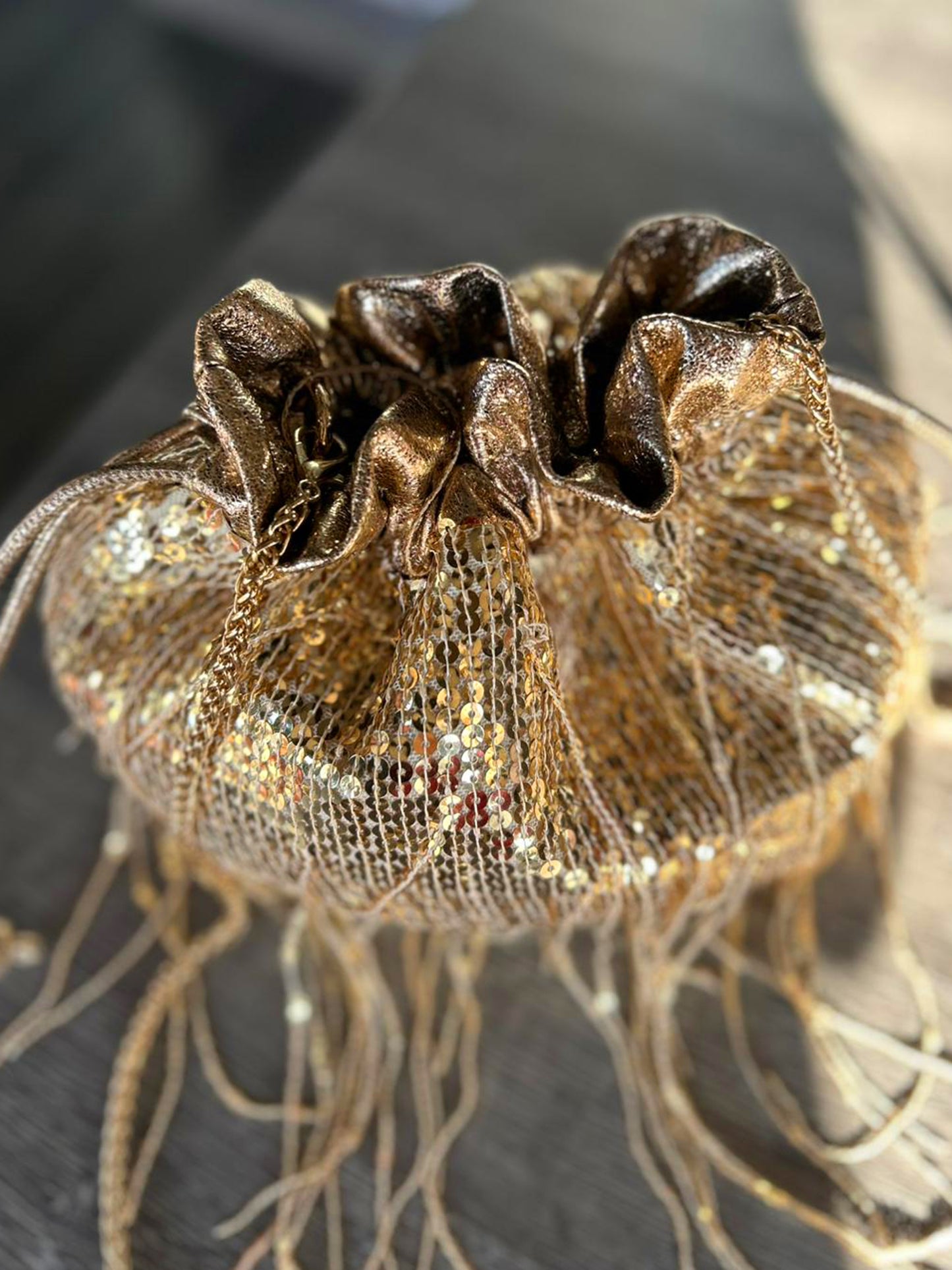 Trixi - Gold Sequinned Crossbody / Party Bag