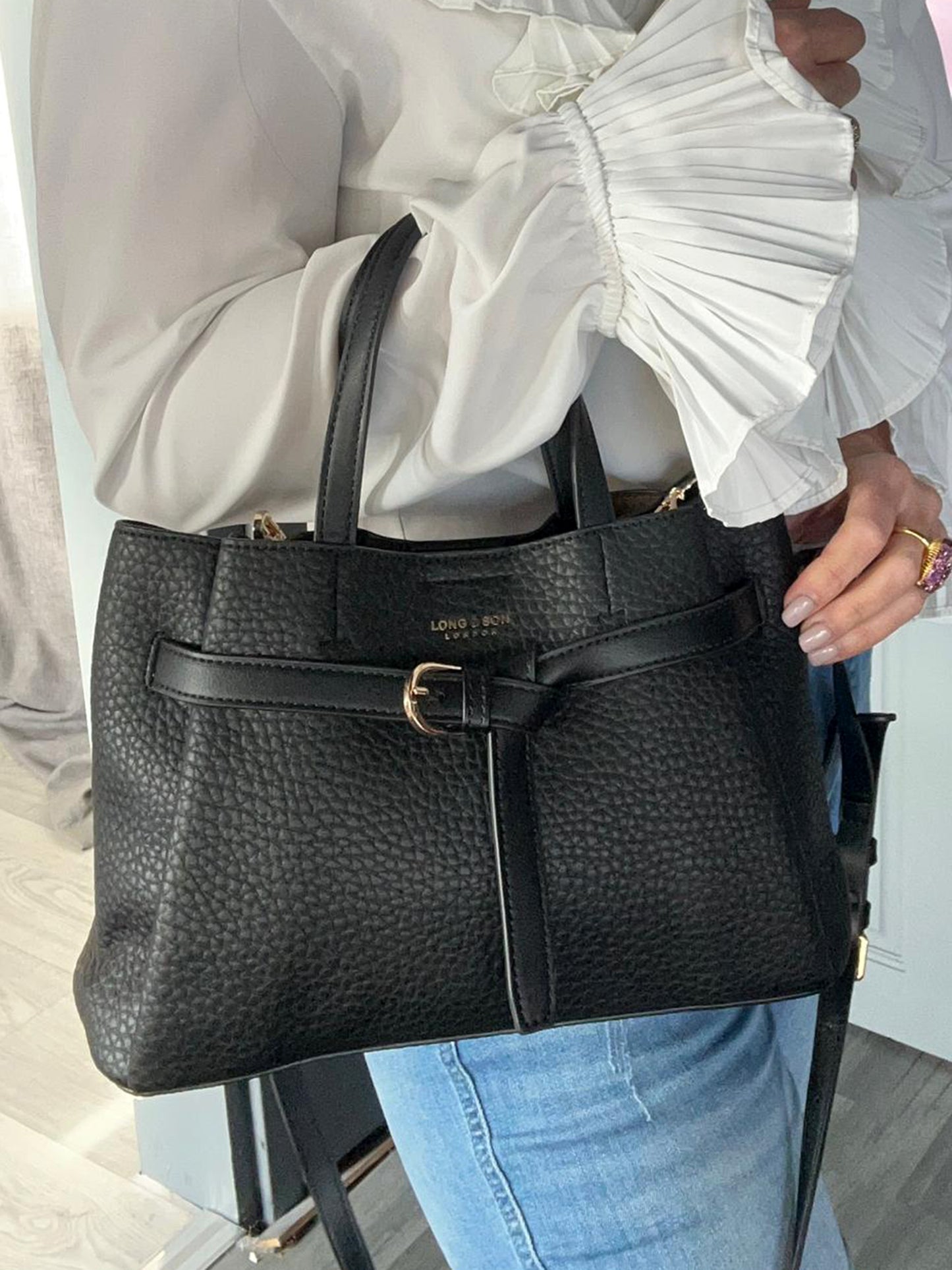 Victoria - Soft Faux Leather Buckle Handbag