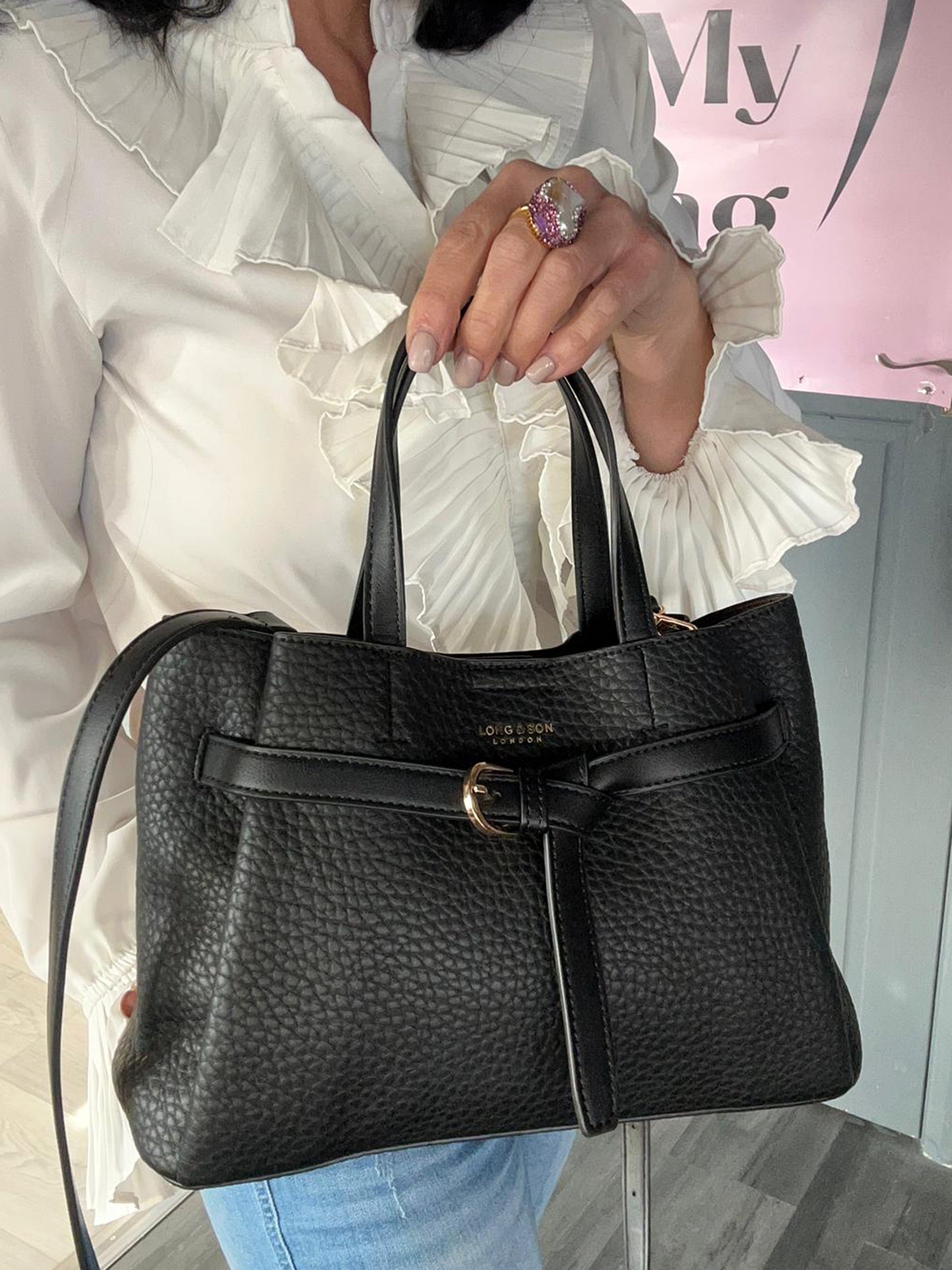 Victoria - Soft Faux Leather Buckle Handbag